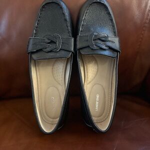 Lands’ End Black Leather Loafers